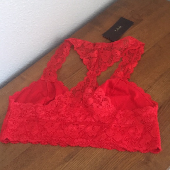 L&B Flower lace detail bralette lace back - Red - Picture 7 of 8